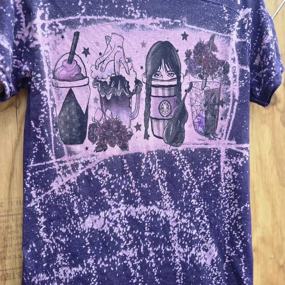 Wednesday Addams bleached graphic tee